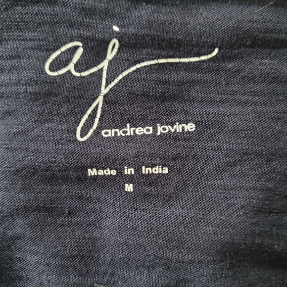 Andrea Jovine Blue Short Sleever Boho Fringe Batwing Cover Up Top Size M - Picture 7 of 8